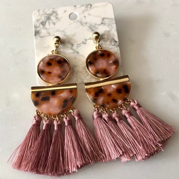 Pink Tassel Earrings - Picture 2 of 4